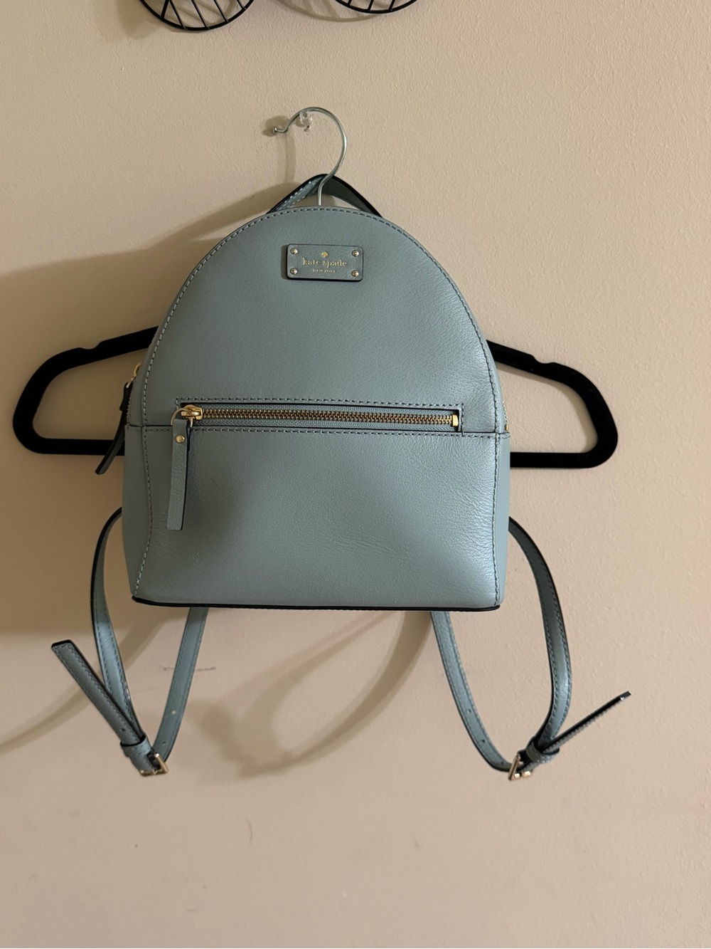 kate spade Small Leather Backpack in Dusty Blue